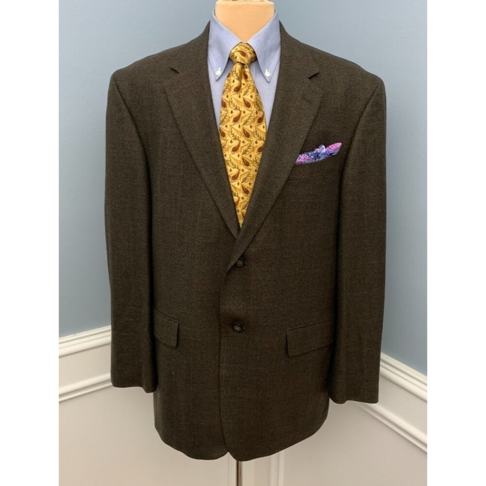 Oscar de la Renta Blazer Mens 44R Lambswool Cashmere Tweed Jacket Sportcoat